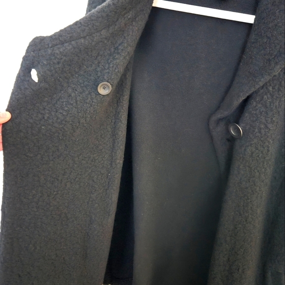 Eileen Fisher Black wool blend single button winter coat | size large - Picture 8 of 9